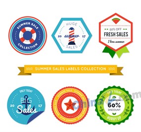 彩色夏季销售标签矢量素材